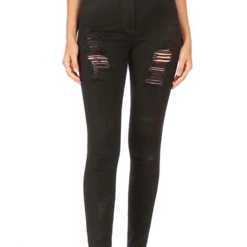 🆕 Mid Rise Distressed Black Jeans